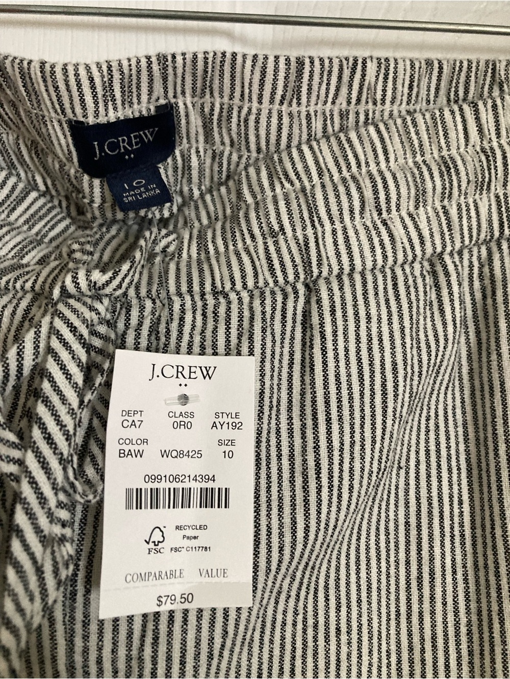 JCrew Factory striped linen-cotton blend drawstring pants - Picture 2 of 5